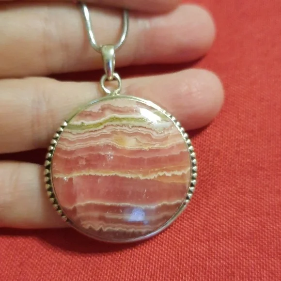 Rhodochrosite sterling silver pendant - Picture 6 of 6